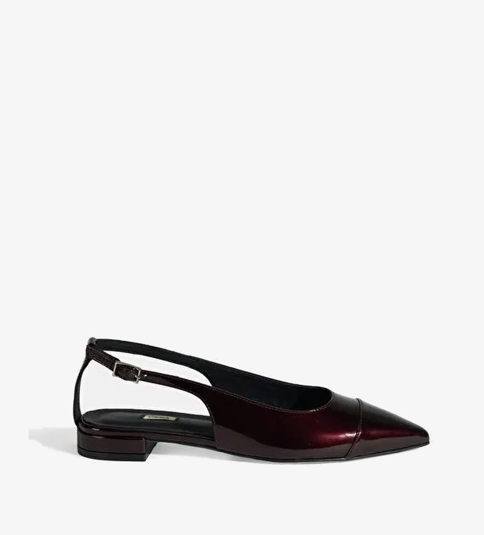 Kadın Bordo Ayarlanabilir Tokalı Rugan Babet - Görsel 1