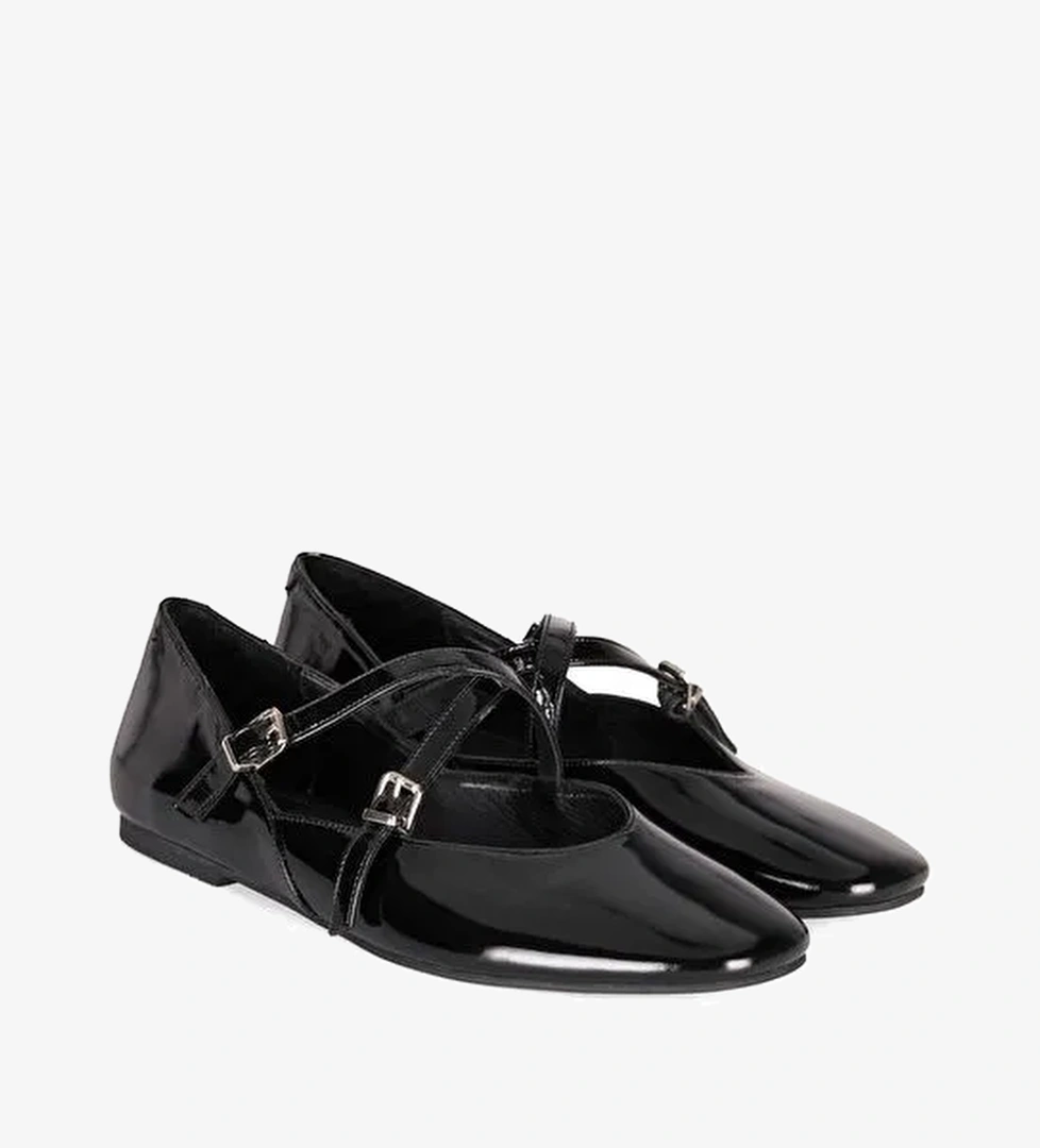 Kadın Siyah Mary Jane Deri Günlük Ayakkabı - Görsel 1