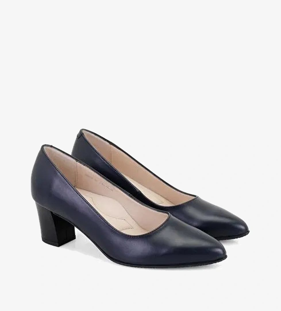 Kadın Lacivert DesaComfort Topuklu Deri Klasik Ayakkabı - Görsel 1