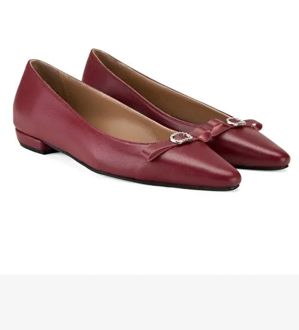 Kadın Bordo Deri Babet - Görsel 1