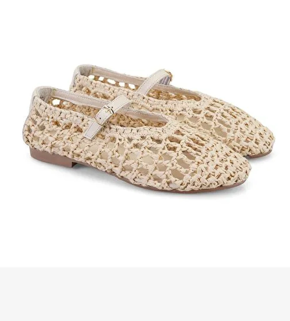 Kadın Ten Ayarlanabilir Tokalı Hasır Babet - Görsel 1