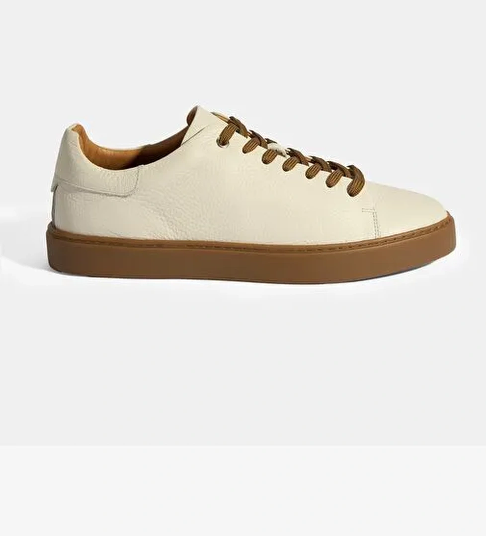 Monikar Bej Erkek Deri Bağcıklı Günlük Ayakkabı - Görsel 1