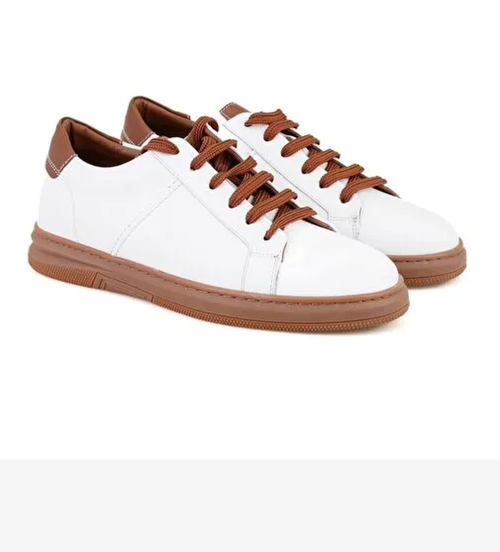 Seth Beyaz Erkek Deri Spor Ayakkabı - Görsel 1