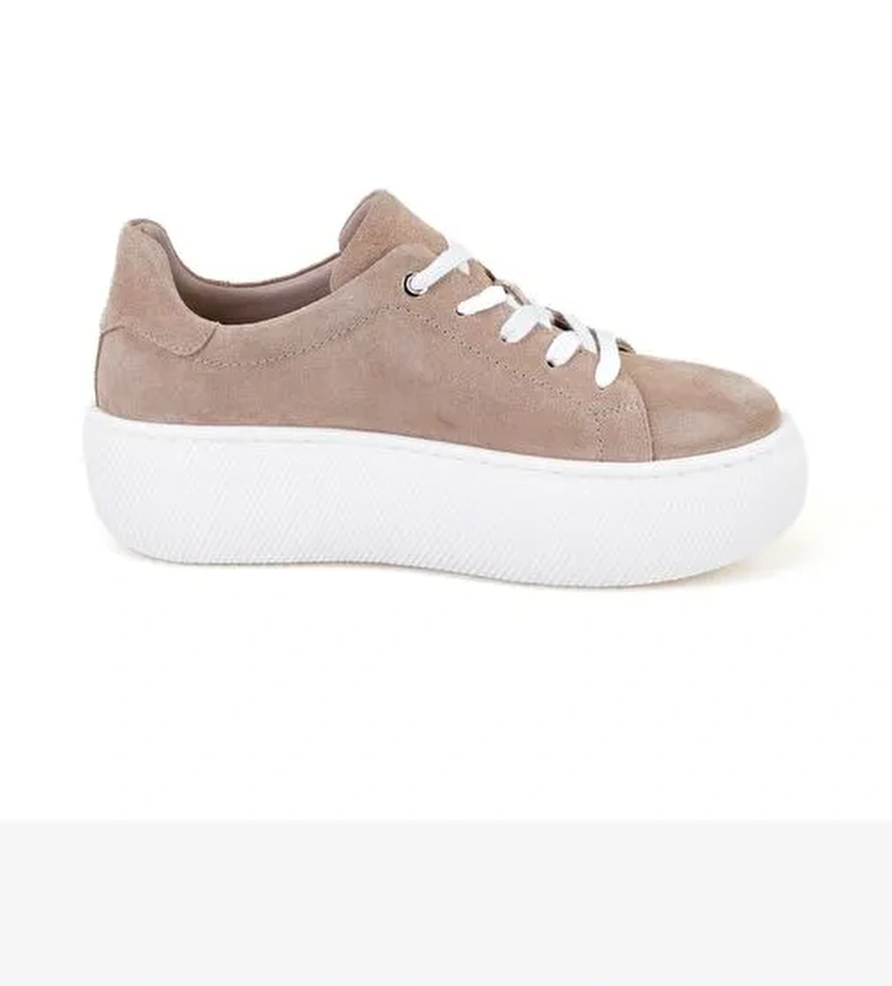 Kadın Bej Deri Günlük Ayakkabı - Görsel 1