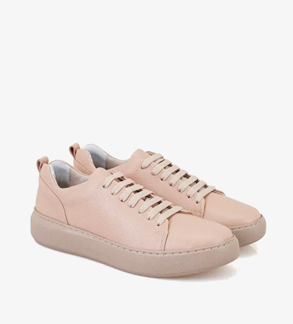 Kadın Pudra Deri Günlük Ayakkabı - Görsel 1