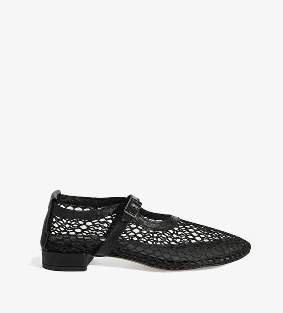 Kadın Siyah Ayarlanabilir Metal Tokalı File Babet - Görsel 1