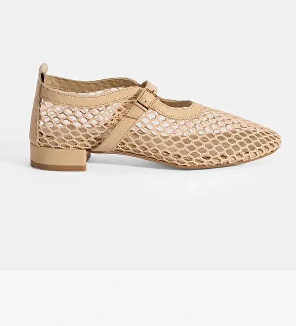 Kadın Ten Ayarlanabilir Metal Tokalı File Babet - Görsel 1