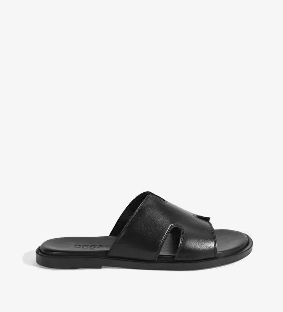 Erkek Siyah Deri Terlik - Görsel 1