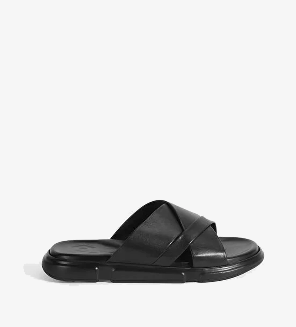 Erkek Siyah Deri Terlik - Görsel 1