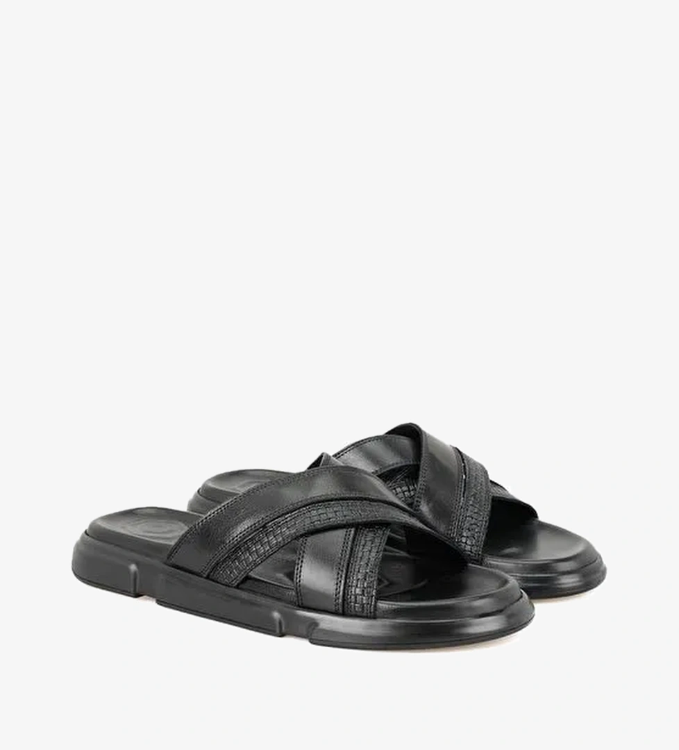 Samuel Siyah Erkek Deri Terlik - Görsel 1