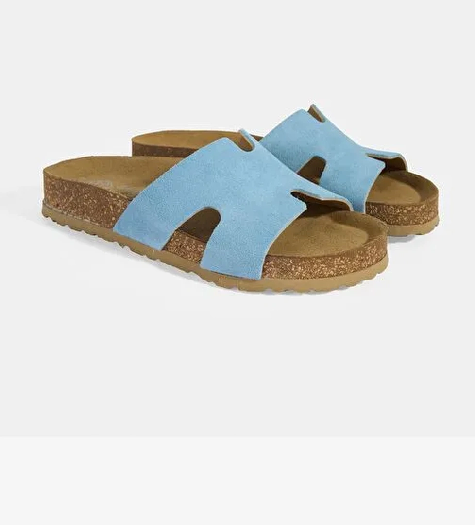 Kadın Mavi Süet Terlik - Görsel 1