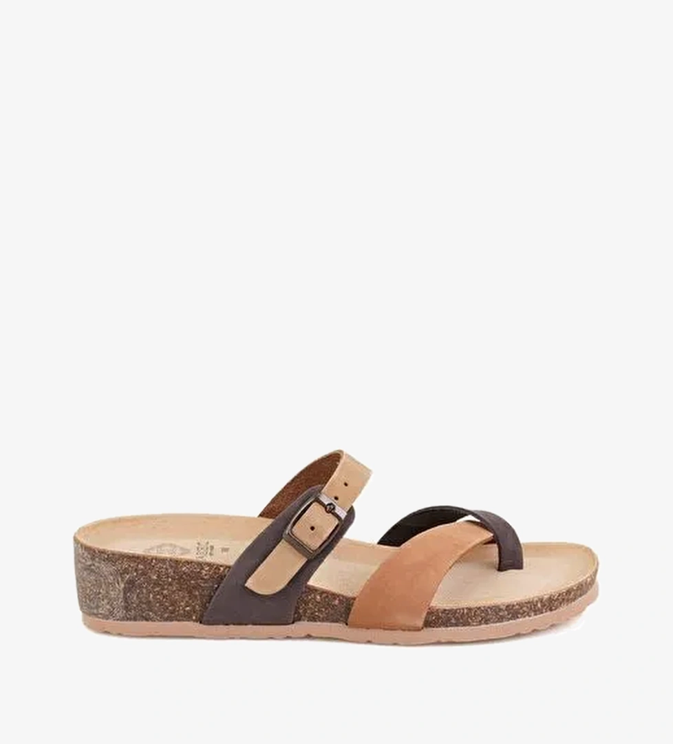 Kadın Kahve Nubuk Deri Terlik - Görsel 1