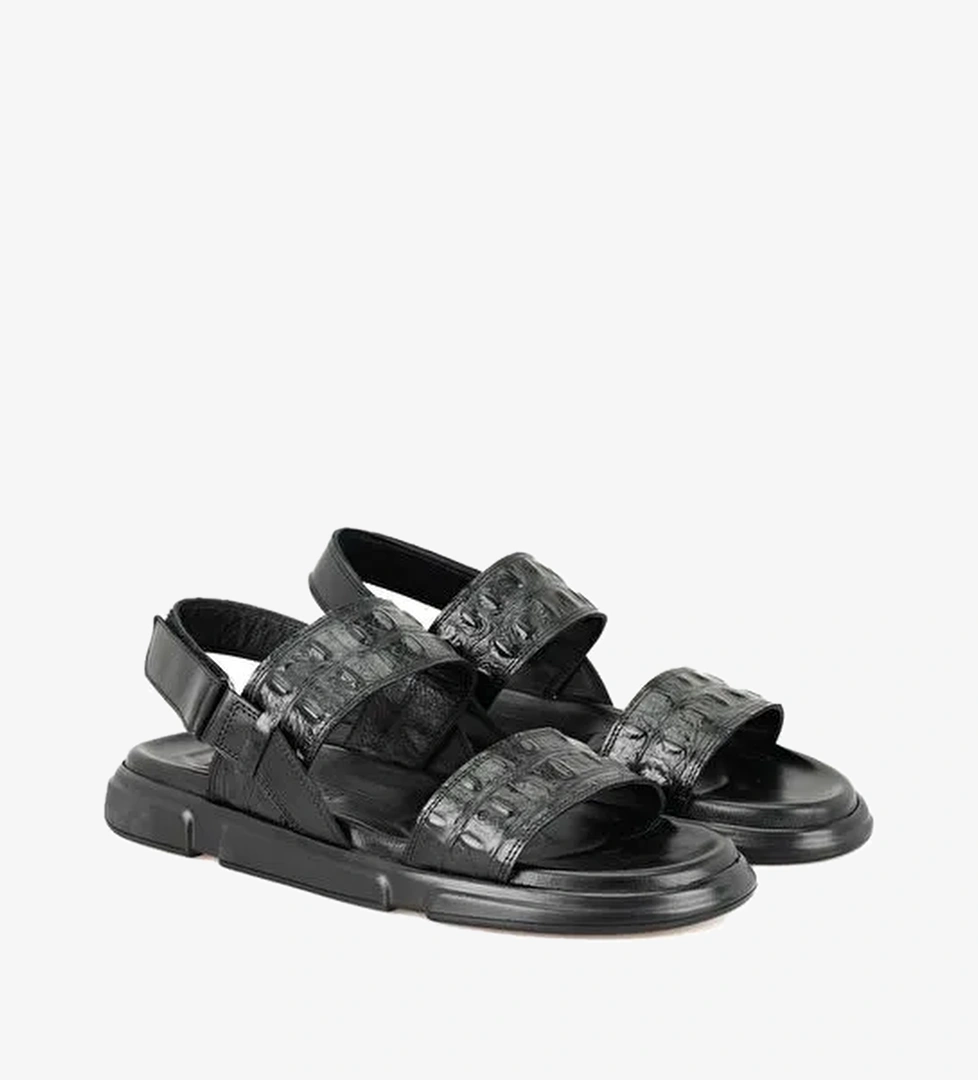 Ellery Siyah Erkek Deri Sandalet - Görsel 1