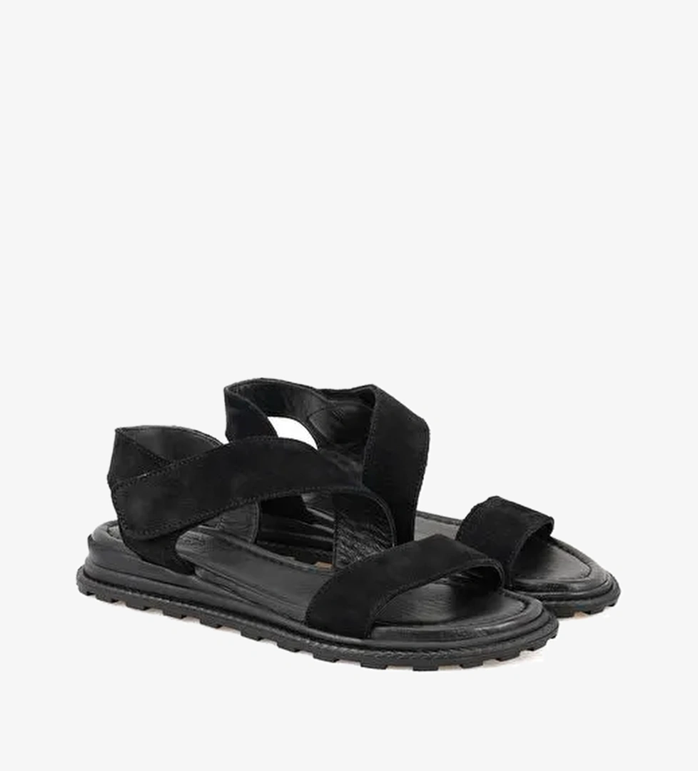 Carlene Siyah Kadın Süet Deri Sandalet - Görsel 1