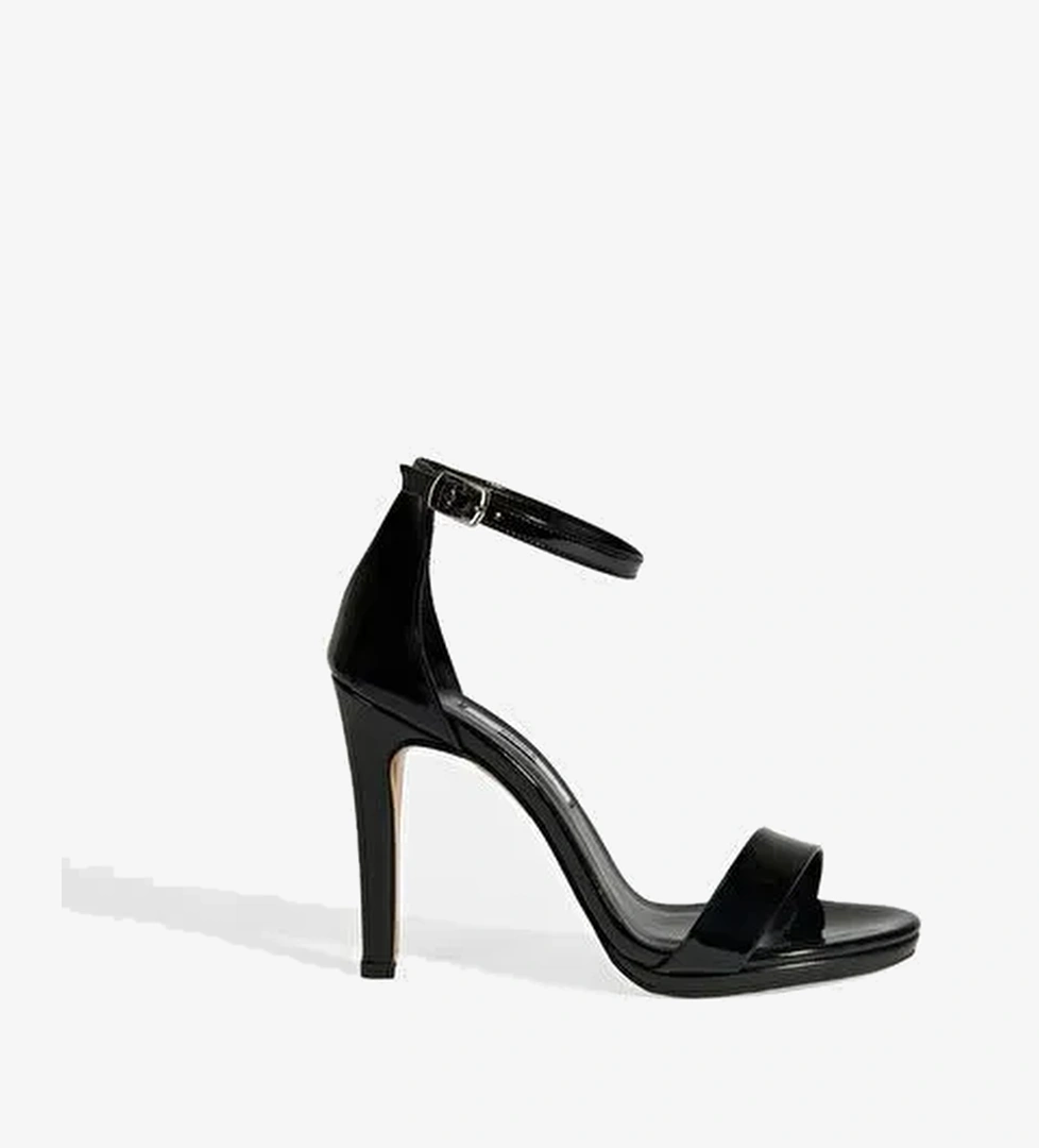 Kadın Bantlı Siyah Topuklu Abiye Sandalet - Görsel 1