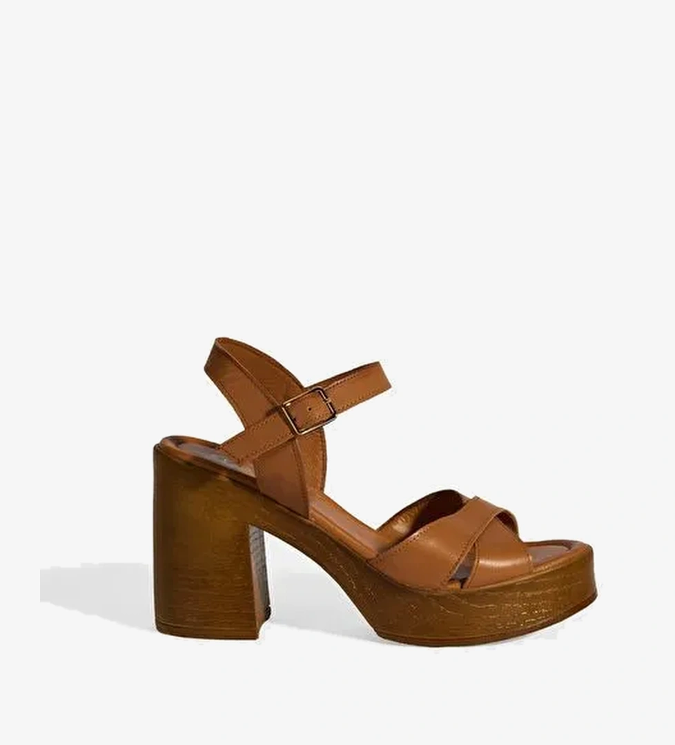 Taba Kadın Toka Detaylı Deri Sandalet - Görsel 1