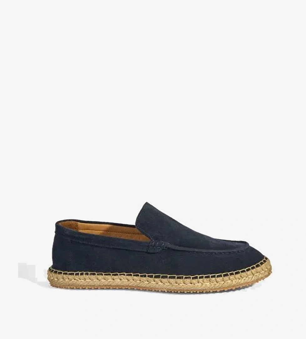 Erkek Lacivert Slip-On Süet Espadril - Görsel 1