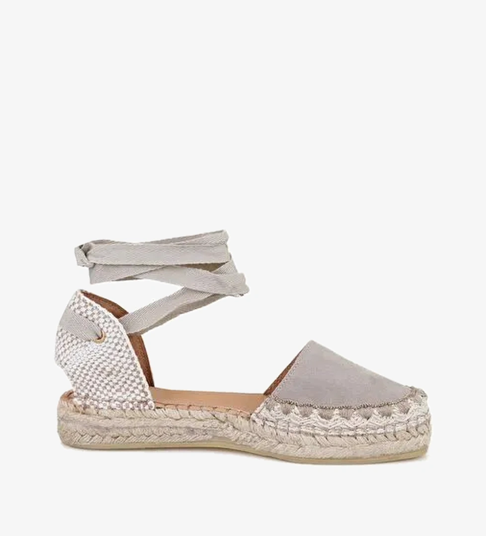 Kadın Vizon Deri Espadril Sandalet - Görsel 1