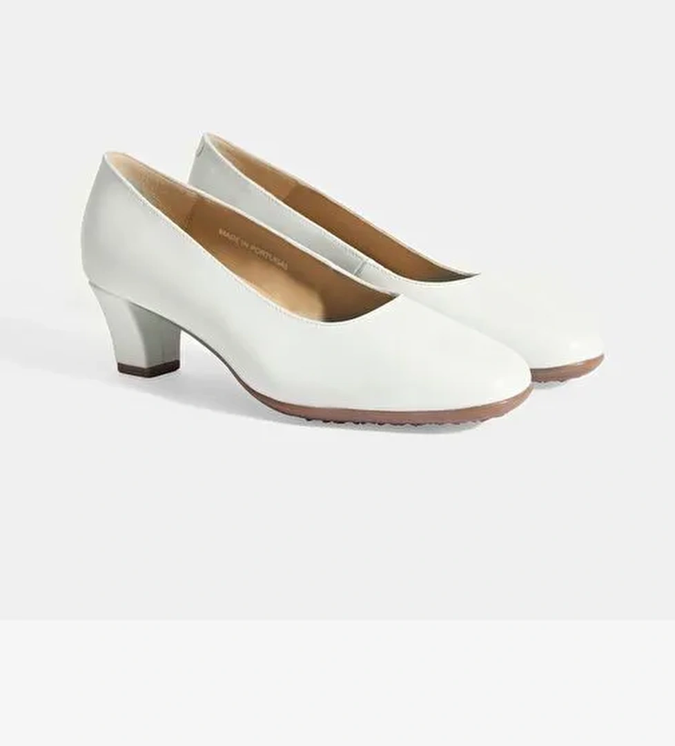 Kadın Beyaz DesaComfort Deri Klasik Topuklu Ayakkabı - Görsel 1