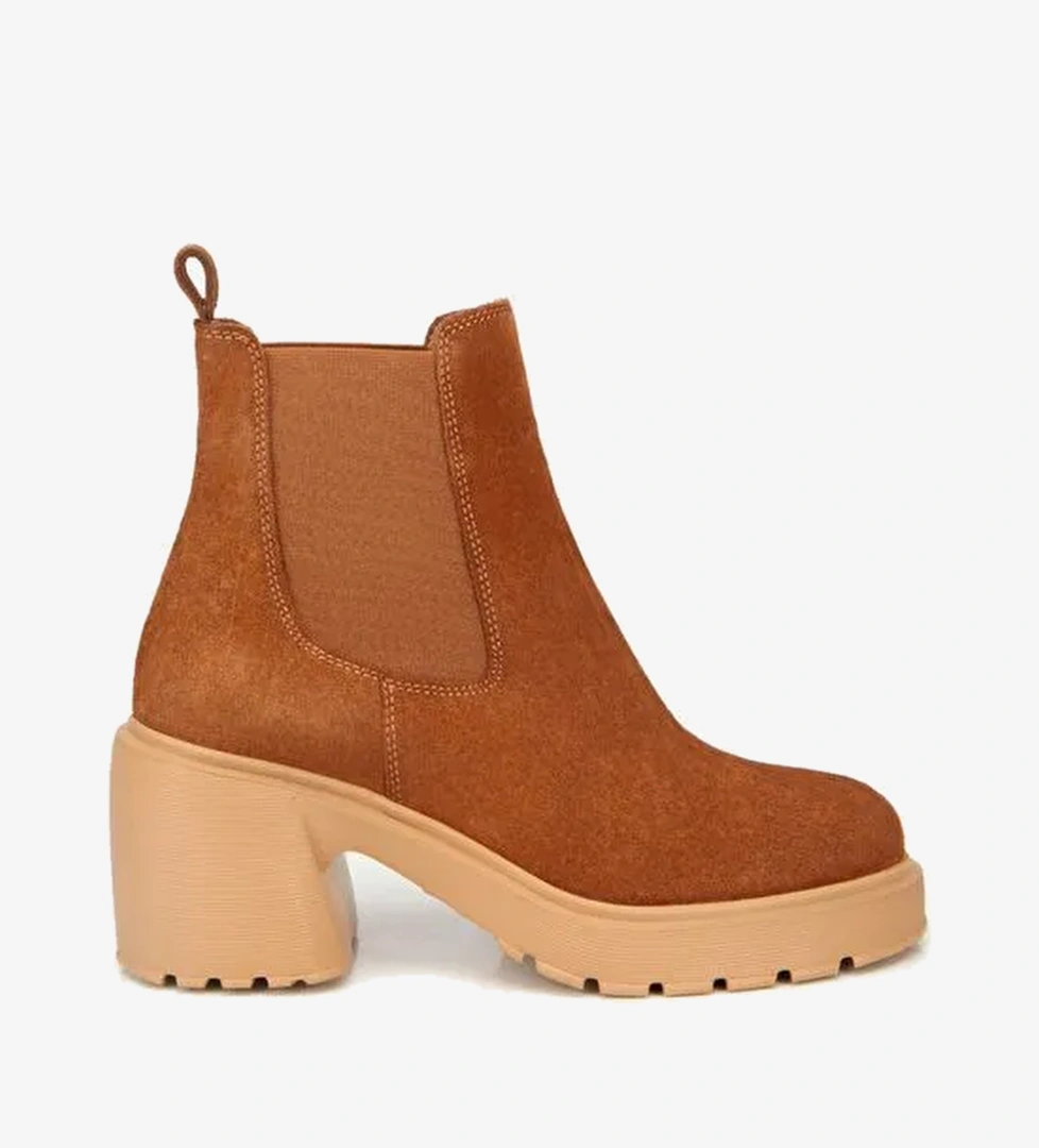 Hotiç Hotiç Kadın Süet Deri Taba Lastik Detaylı Topuklu Bot 01BOH318530A370 | Boyner Taba - 1. görsel