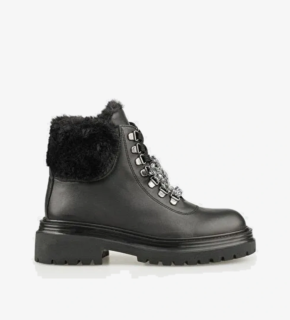 Siyah Deri Kadın Günlük Bot - Görsel 1