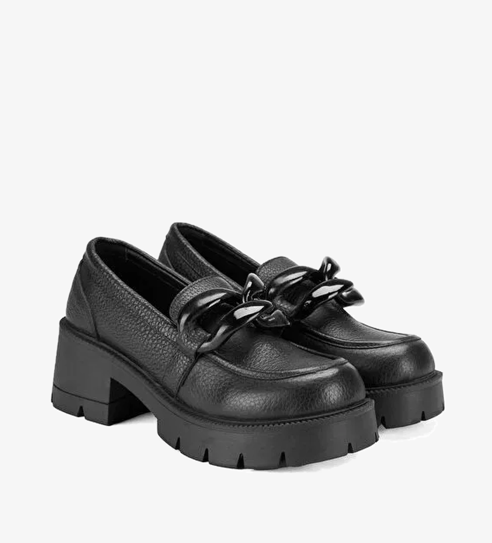 Desa Desa Kadın Siyah Deri Topuklu Loafer | Boyner Siyah - 1. görsel