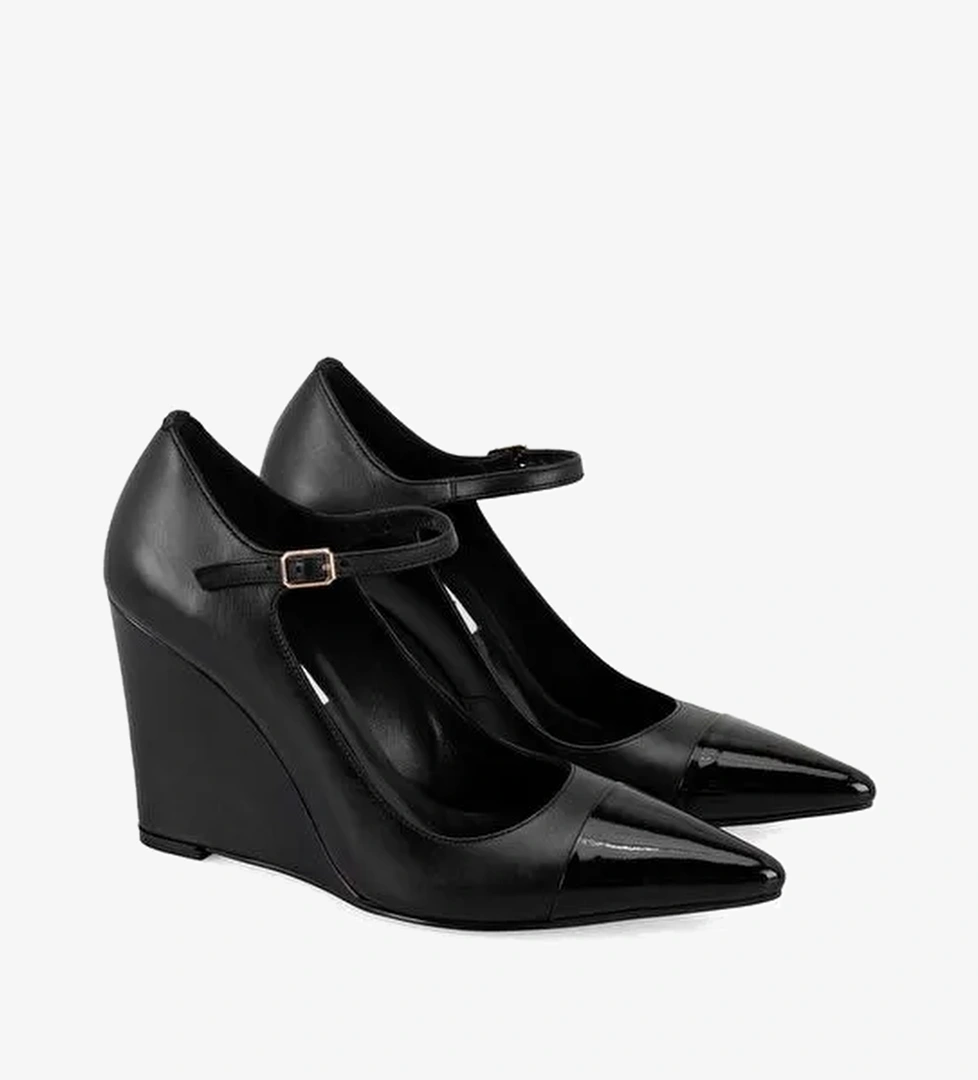 Kadın Siyah Deri Klasik Ayakkabı - Görsel 1