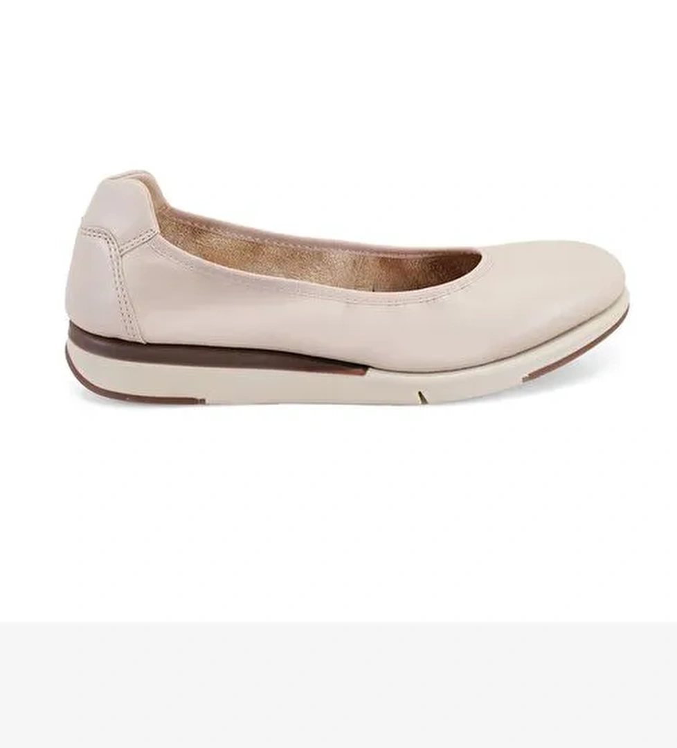 Kadın Bej DesaComfort Deri Babet - Görsel 1