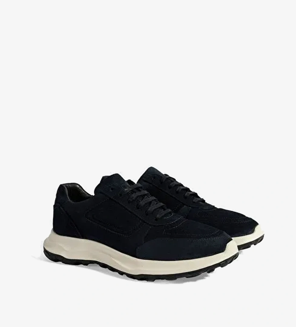 Erkek Lacivert Bağcıklı Süet Spor Ayakkabı - Görsel 1