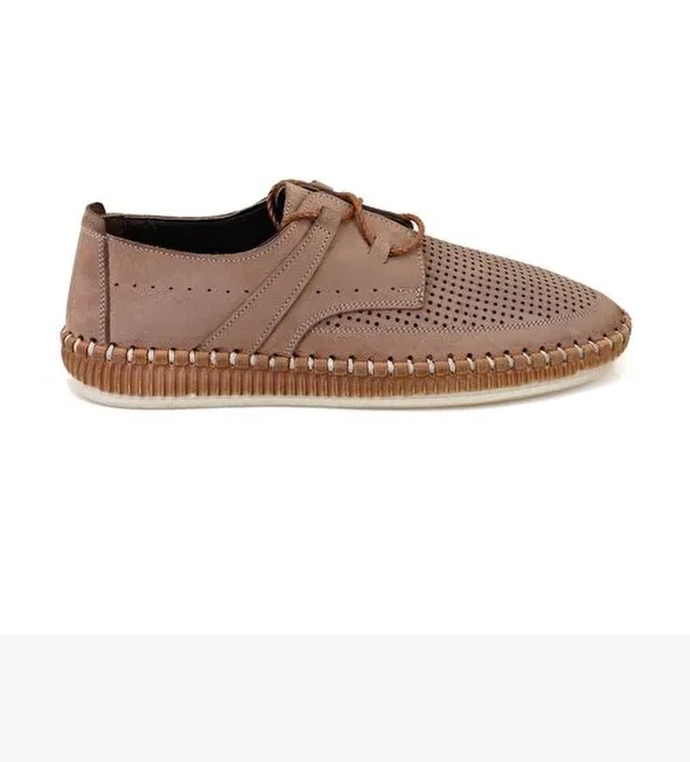 Oscar Kahve Erkek Bağcıklı Deri Espadril - Görsel 1