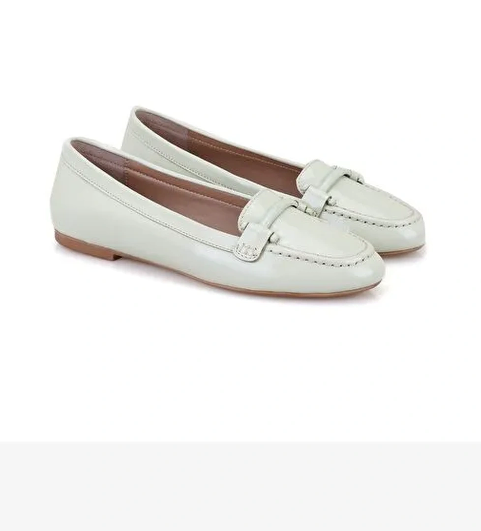 Kadın Açık Yeşil Deri Babet - Görsel 1