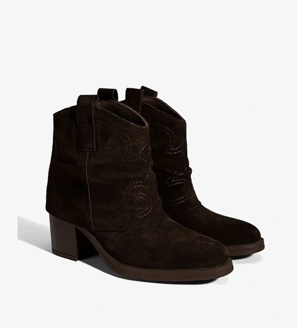 Desa Desa Kahverengi Kadın Kahve İşleme Detaylı Kalın Topuklu Bot | Boyner Kahverengi - 1. görsel