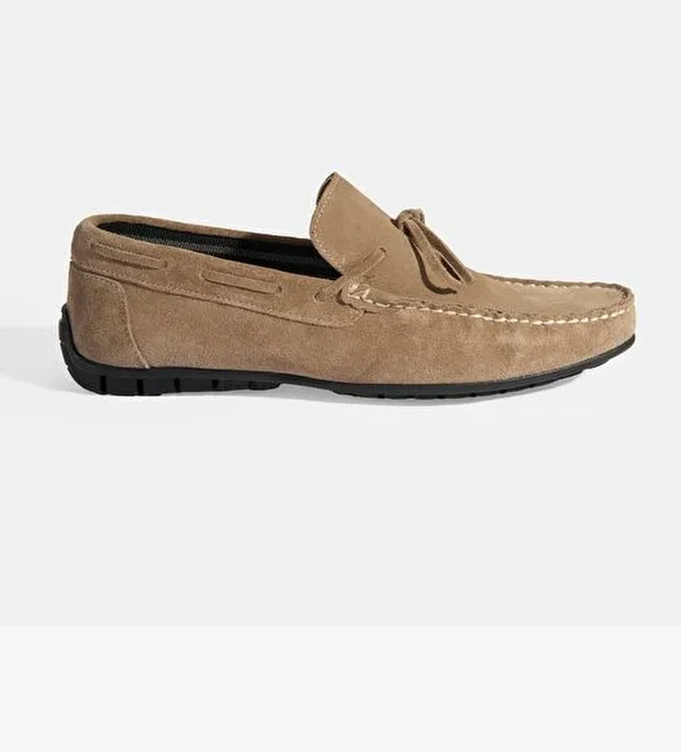 Calandra Vizon Erkek Bağcık Detaylı Slip-On Süet Loafer - Görsel 1