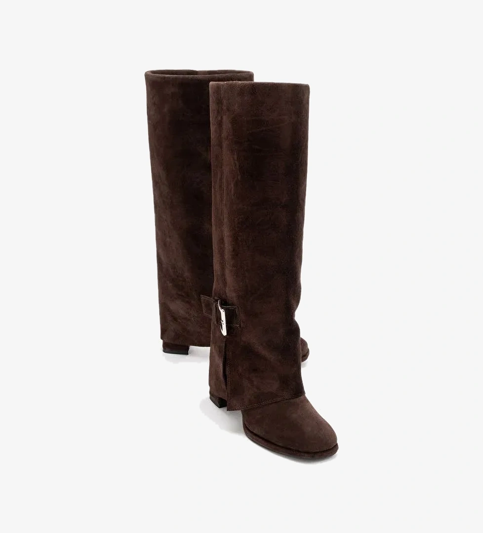 Luvi Shoes Luvi Shoes Belirsiz LOJO Kahverengi Süet Hakiki Deri Tokalı Kadın Kalın Topuklu Çizme Bot | Boyner Belirsiz - 1. görsel