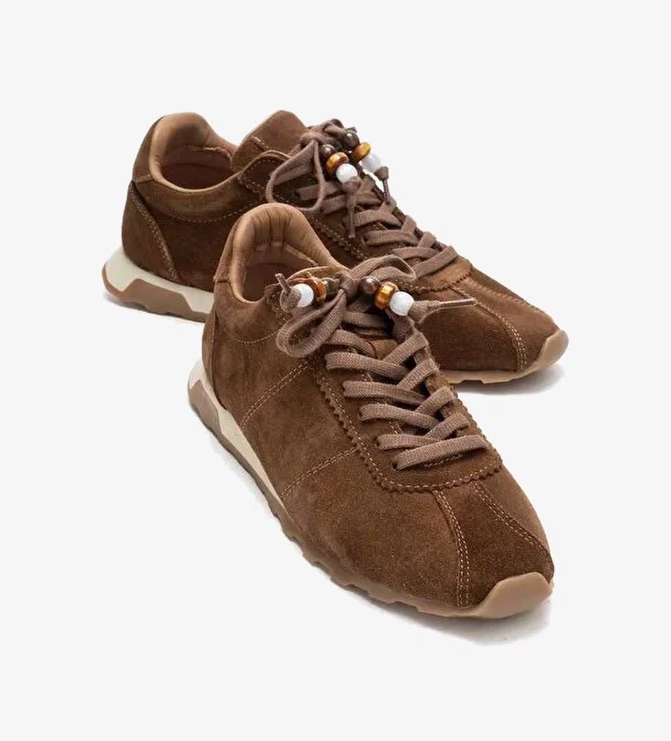 Luvi Shoes Luvi Shoes BREA Taba Süet Hakiki Deri Boncuklu Kadın Günlük Sneaker | Boyner Taba Süet - 1. görsel