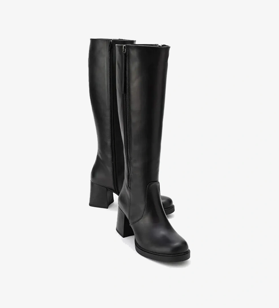 Luvi Shoes Luvi Shoes Belirsiz LENSA Siyah Cilt Hakiki Deri Fermuarlı Kadın Kalın Topuklu Çizme Bot | Boyner Belirsiz - 1. görsel