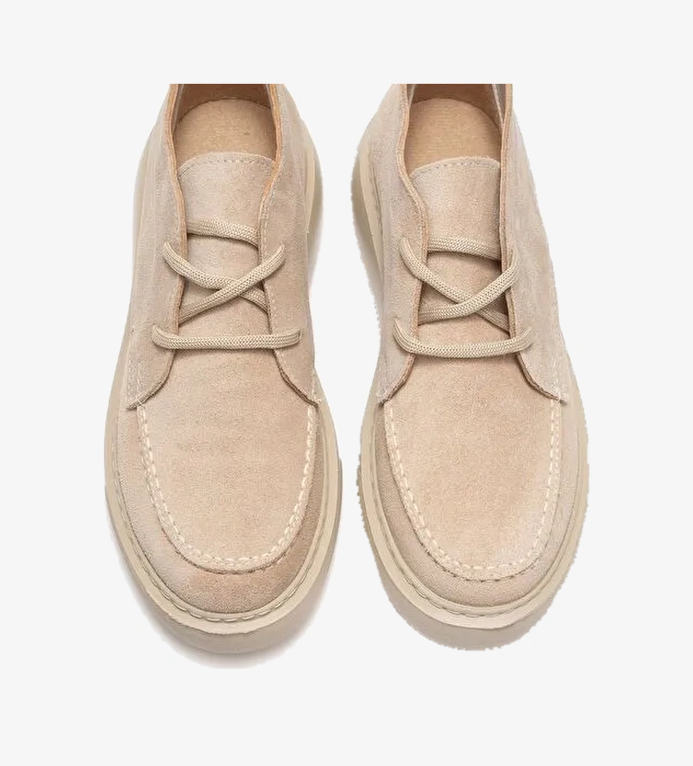 LILYA Bej Süet Hakiki Deri Kadın Chukka Bot - Görsel 1