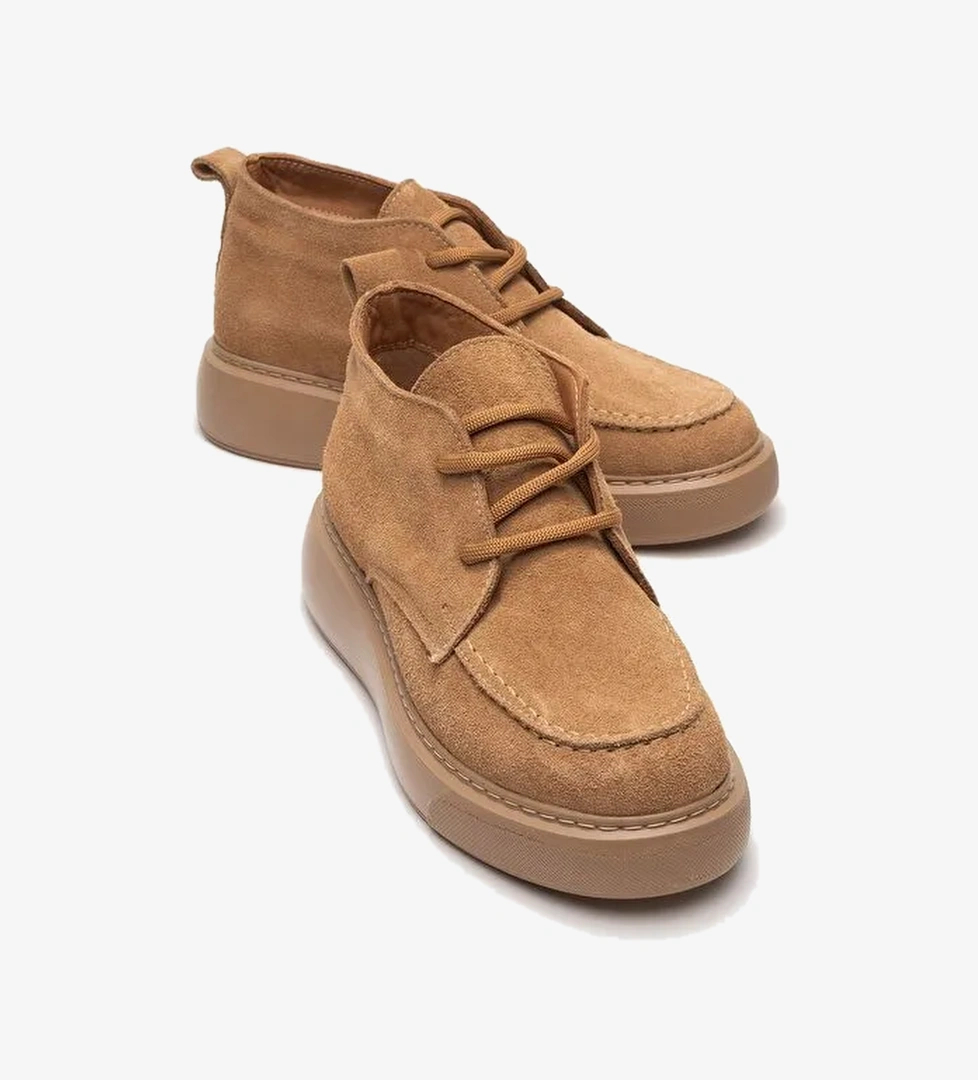 LILYA Toprak Süet Hakiki Deri Kadın Chukka Bot - Görsel 1