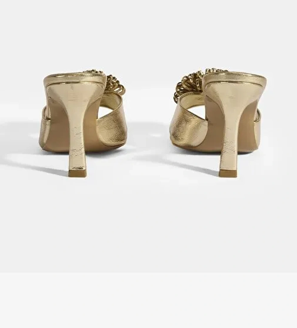 Desa Desa Glowen Gold Aksesuar Detaylı Kadın Topuklu Terlik Sandalet & Terlik | Boyner Gold - 1. görsel