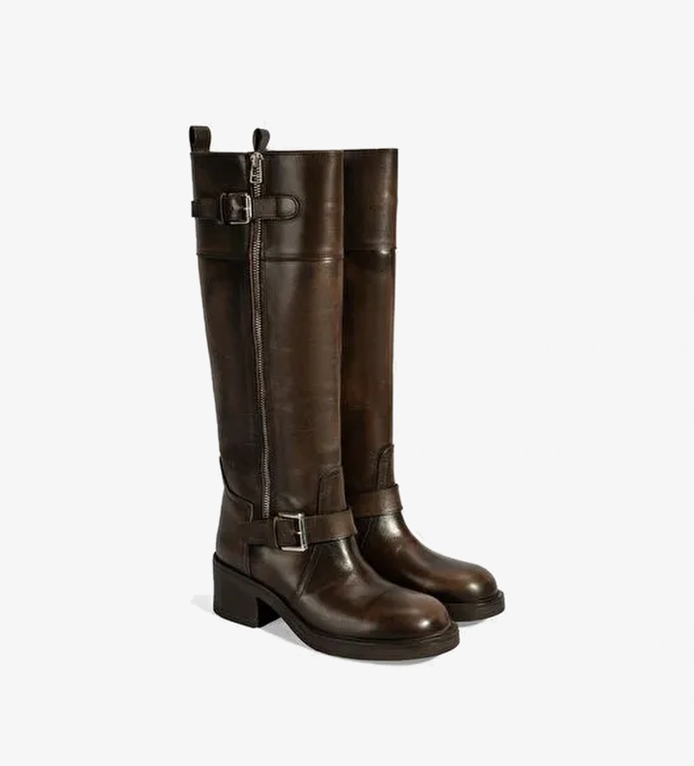 Desa Desa Kahverengi Kadın Kahve Metal Toka Detaylı Deri Çizme Bot | Boyner Kahverengi - 1. görsel