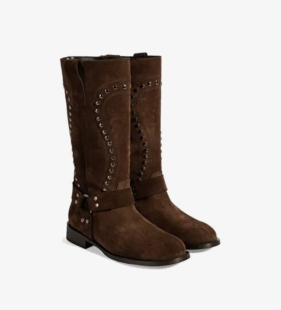 Desa Desa Kahverengi Kadın Kahve Zımba Detaylı Süet Deri Çizme Bot | Boyner Kahverengi - 1. görsel