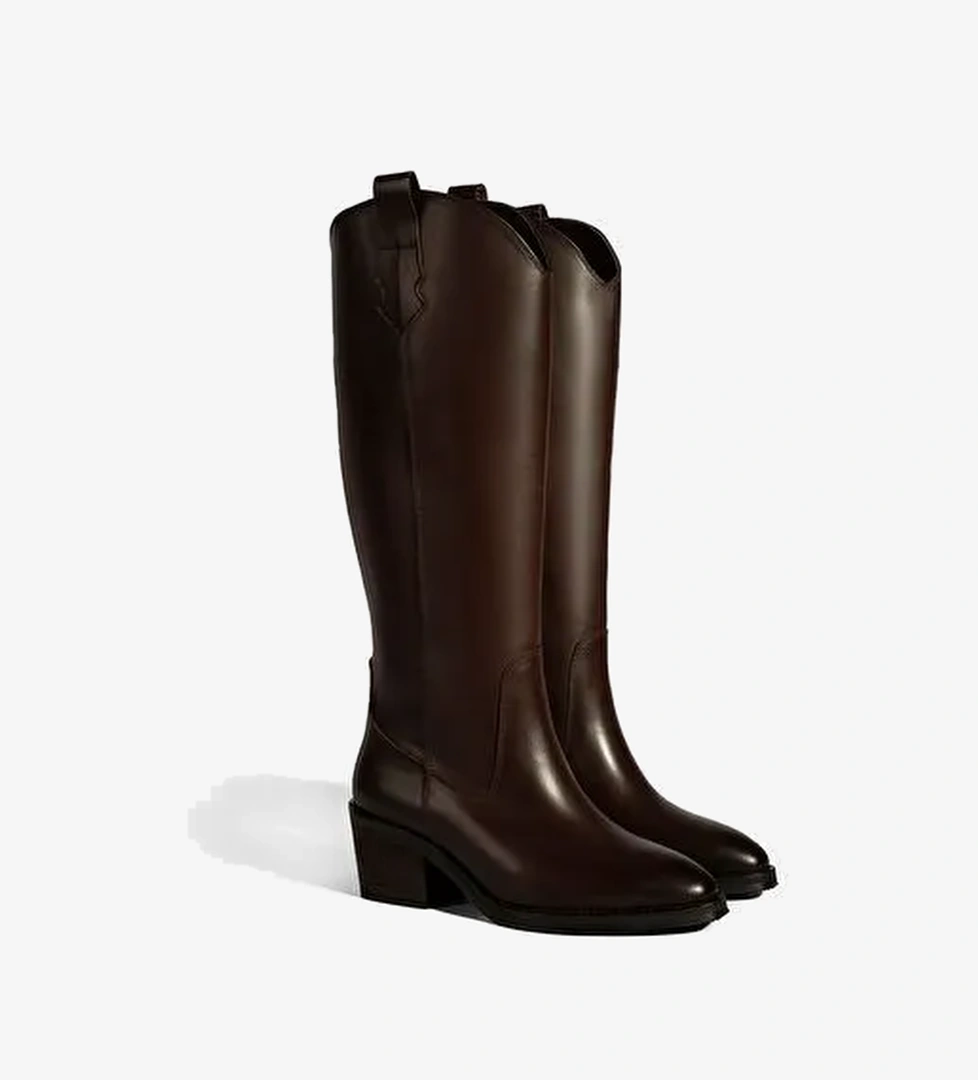 Desa Desa Kahverengi Kadın Kahve Kalın Topuklu Deri Çizme Bot | Boyner Kahverengi - 1. görsel