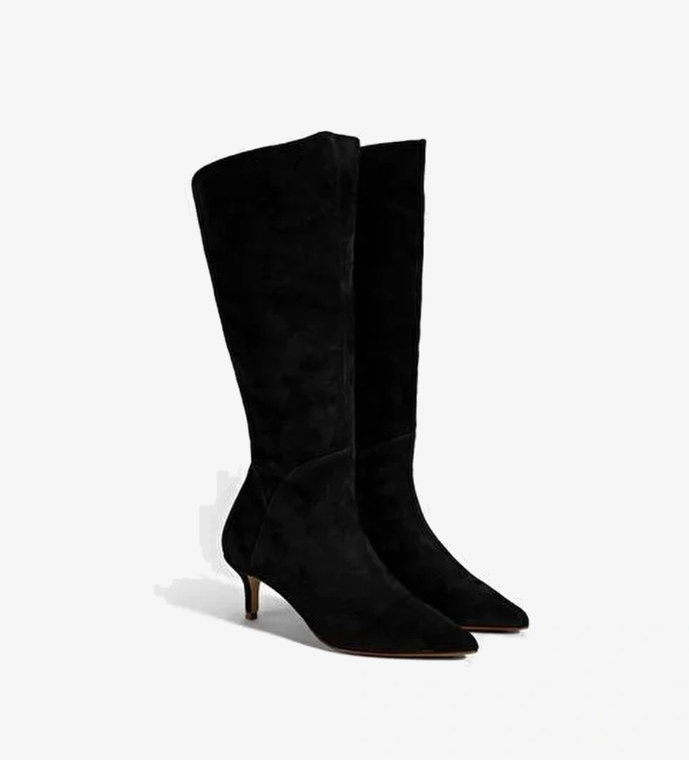 Desa Desa Kadın Siyah Sivri Burunlu İnce Topuklu Süet Çizme Bot | Boyner Siyah - 1. görsel
