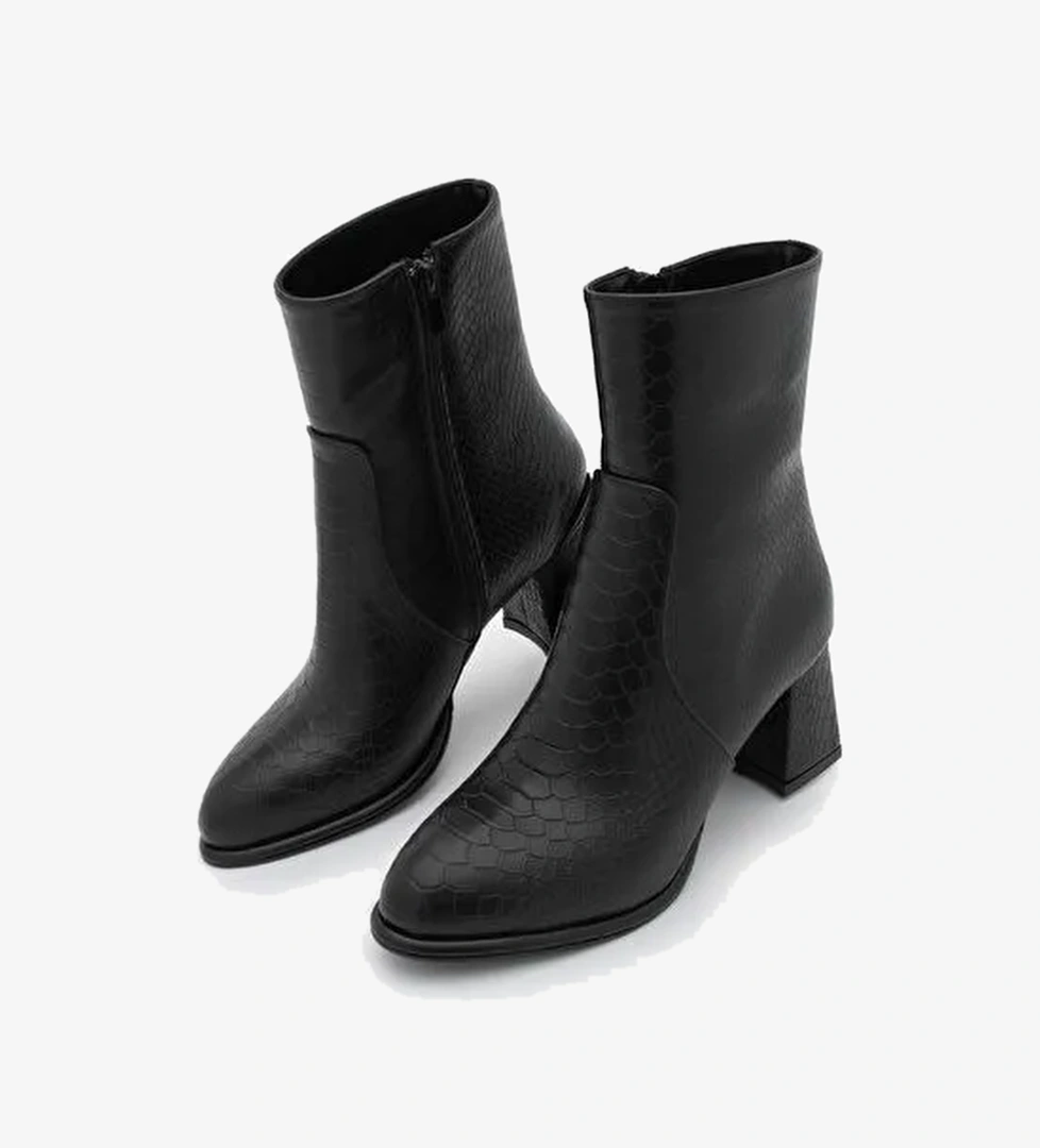 Marjin Marjin Belirsiz Kadın Fermuarlı Kalın Topuklu Bot Mirasa Siyah Croco | Boyner Belirsiz - 1. görsel