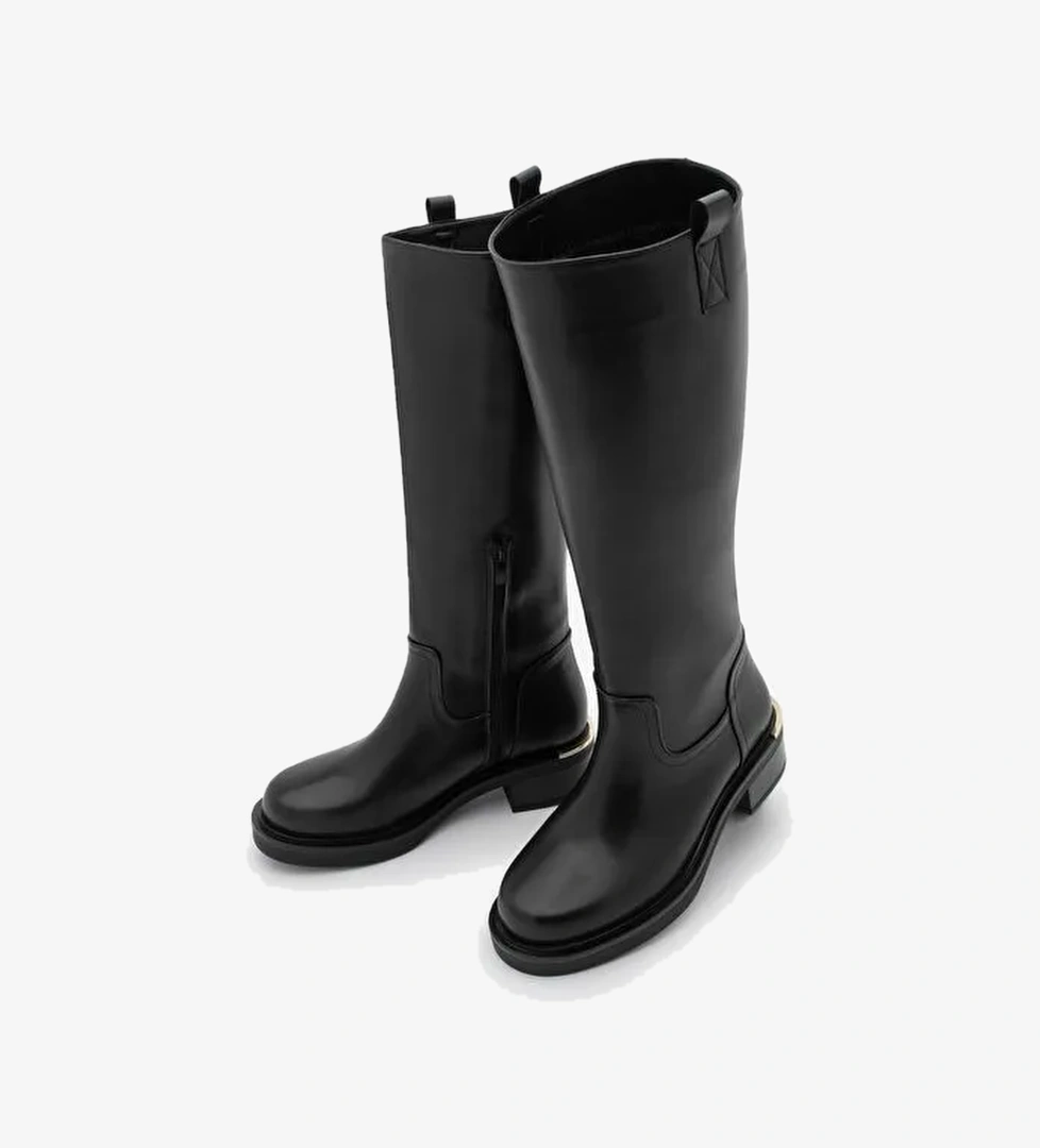 Marjin Marjin Kadın Yarım Fermuarlı Günlük Çizme Gilaze Siyah Bot | Boyner Siyah - 1. görsel