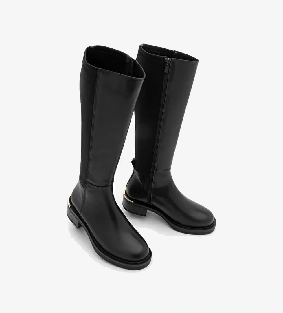 Marjin Marjin Kadın Streçli Fermuarlı Günlük Çizme Marus Siyah Bot | Boyner Siyah - 1. görsel