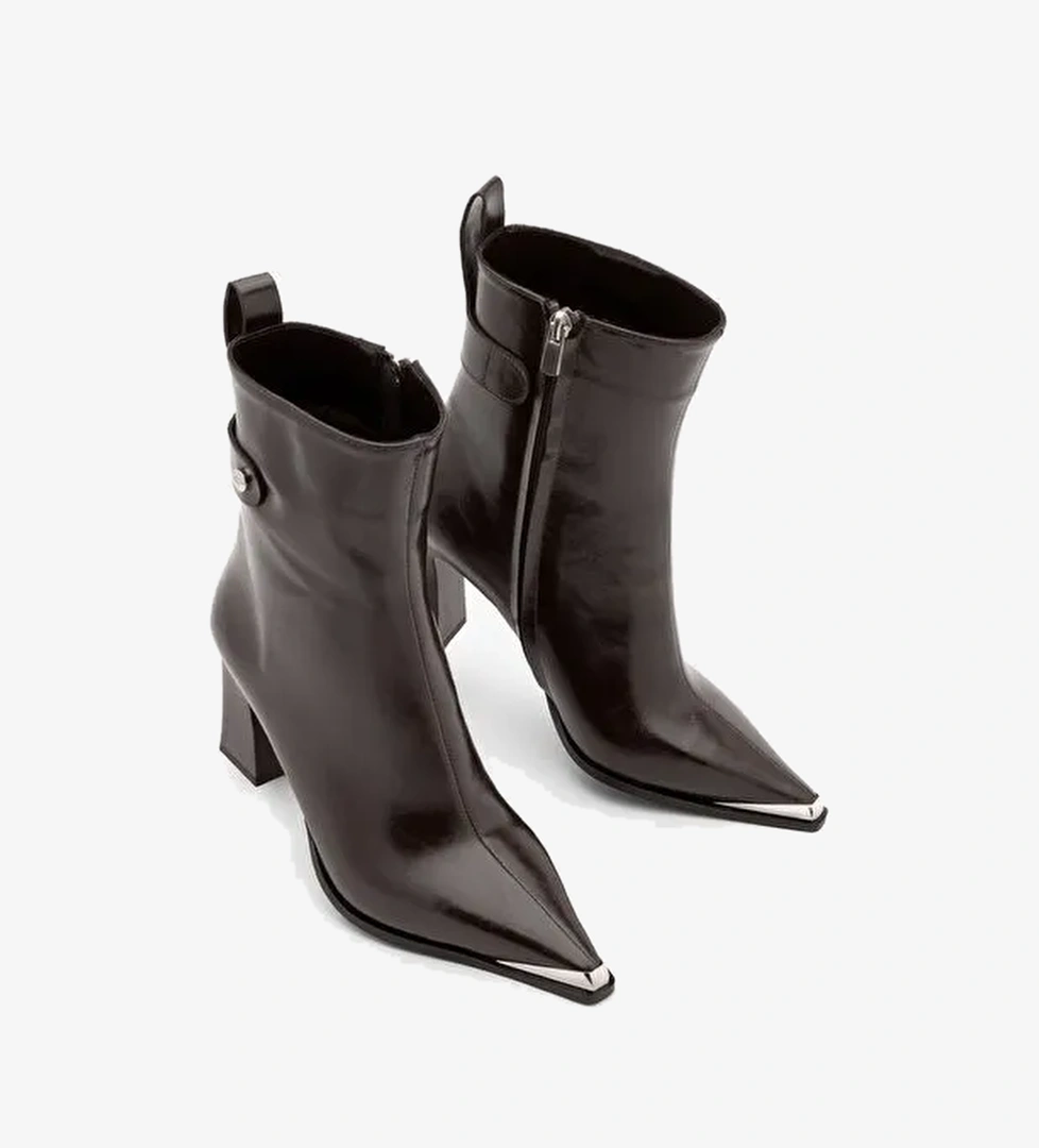 Marjin Marjin Belirsiz Kadın Sivri Burun Metal Uçlu Fermuarlı Kalın Topuklu Bot Berne Kahve | Boyner Belirsiz - 1. görsel