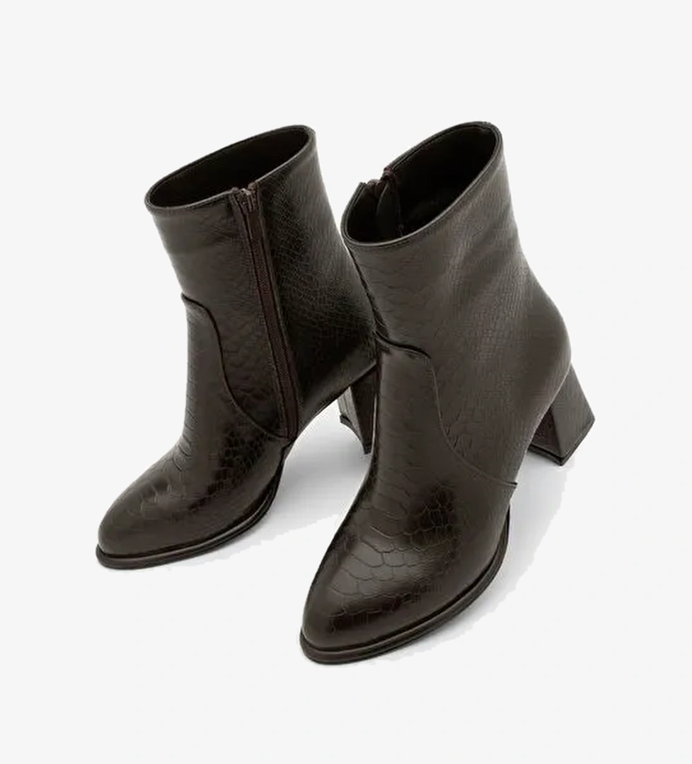 Marjin Marjin Belirsiz Kadın Fermuarlı Kalın Topuklu Bot Mirasa Kahve Croco | Boyner Belirsiz - 1. görsel