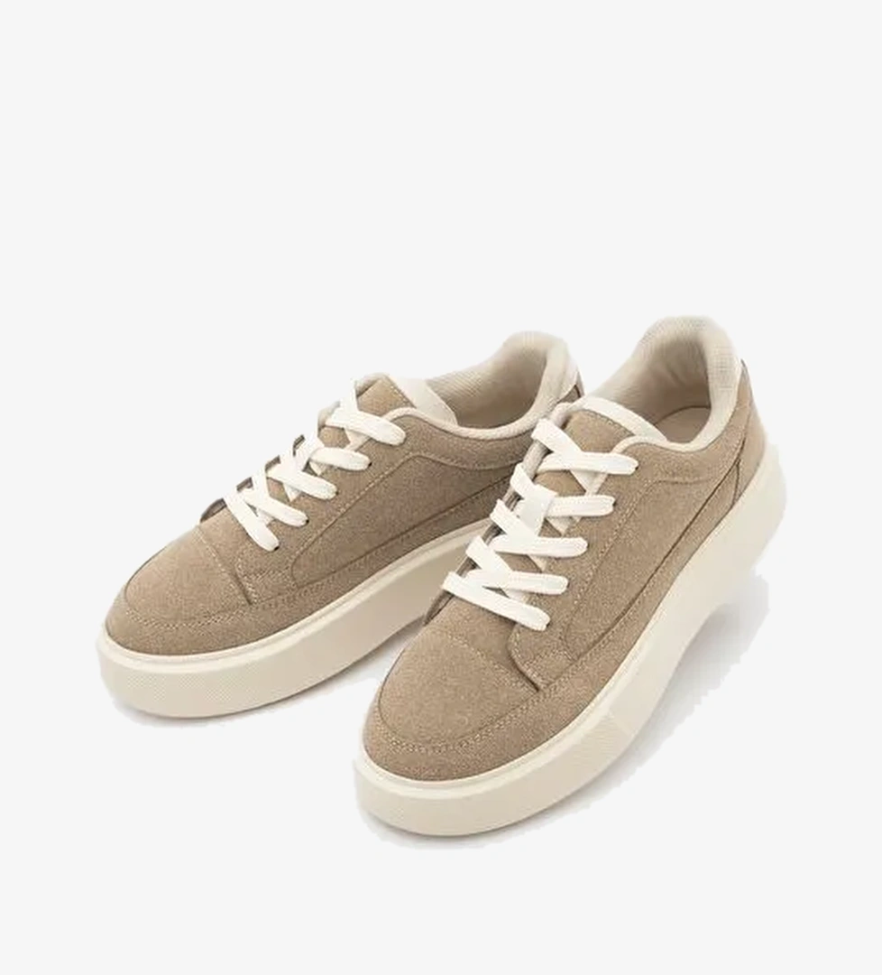 Marjin Marjin Belirsiz Kadın Sneaker Bağcıklı Kalın Taban Spor Ayakkabı Domen Bej Süet | Boyner Belirsiz - 1. görsel