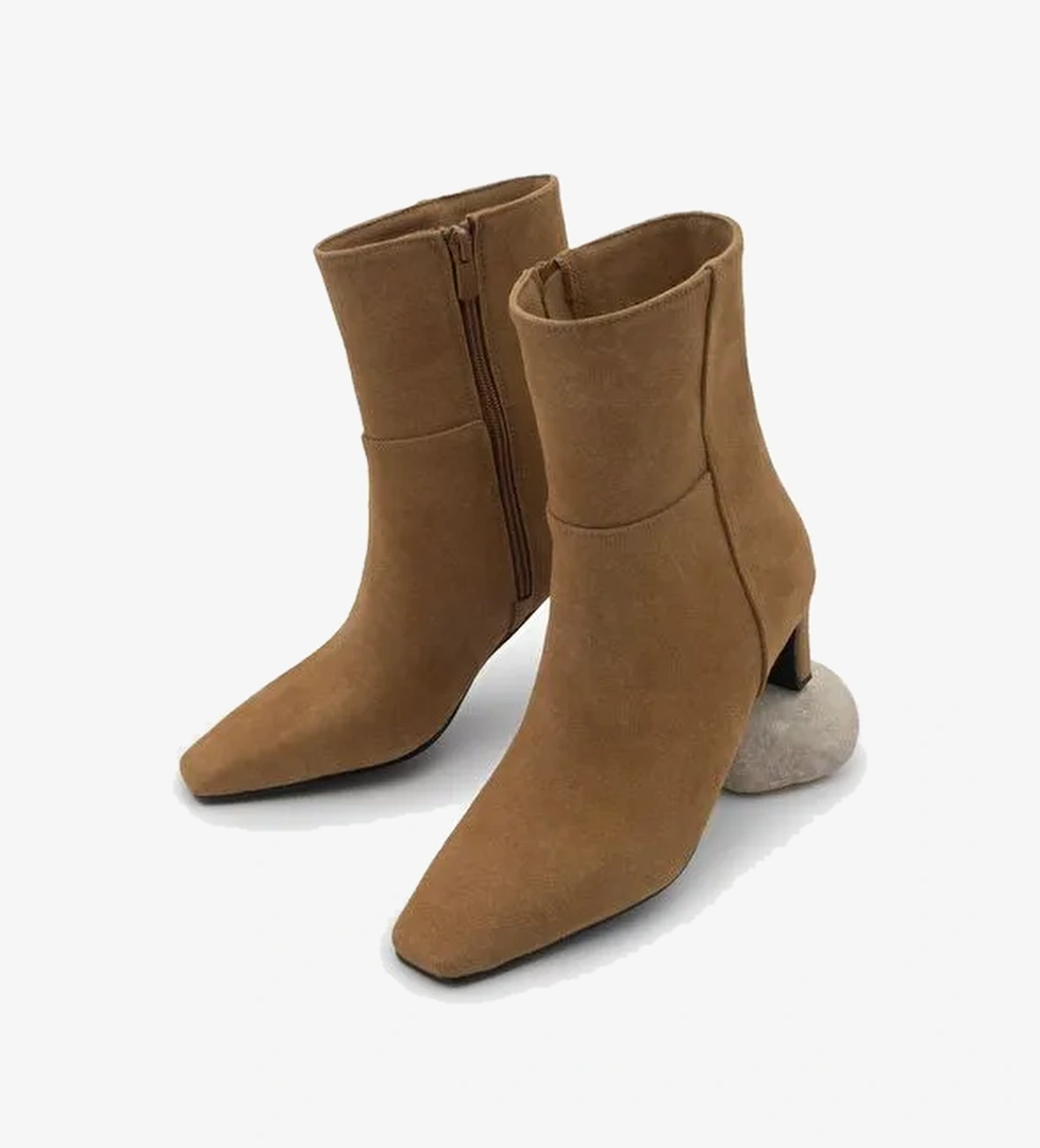 Marjin Marjin Kadın Küt Burun Kalın Topuklu Bot Sivet Taba Süet | Boyner Taba Süet - 1. görsel